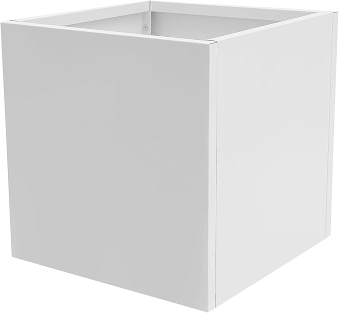 Steel Planter Box Metal Square Indoor Outdoor Planter Box for Outdoor Plants Large Planters Cube Heavy Duty Flower Pot Commercial Residential for Home Garden Deck Porch Patio (White, 24 x 24 x 24 in)