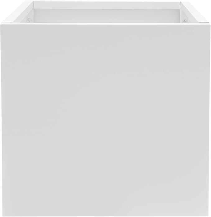 DYNAMI Square Planter Box,20x20x20in Steel Metal Planters Large Cube Plant Pot for Outdoors,Modern Heavy Duty Flower Pot for Patio, Deck, Yard, Garden (White, 20in)