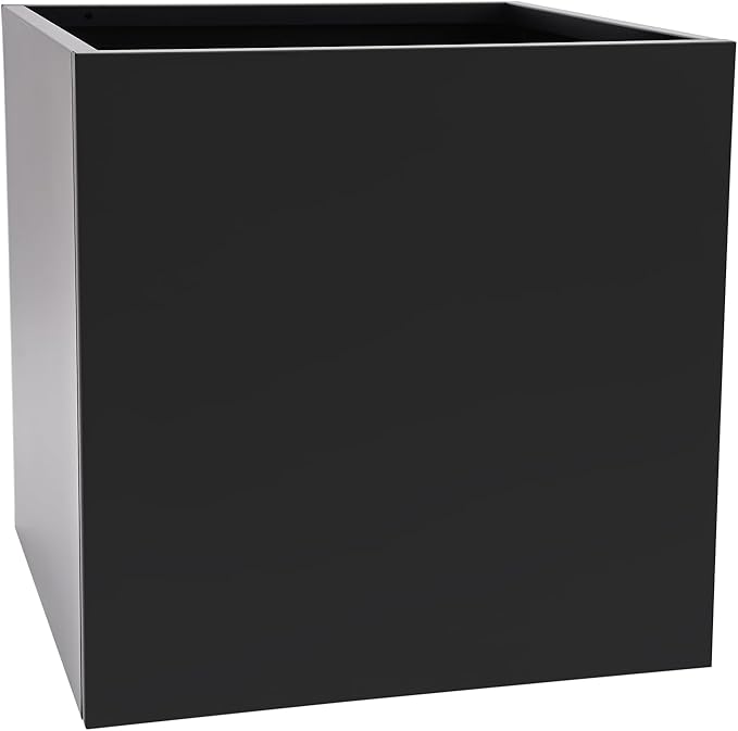DYNAMI Square Planter Box Black Steel Planter,26x26x26in Metal Planter Box Large Cube Plant Pot for Outdoor Plants,Modern Heavy Duty Flower Pot for Patio, Deck, Yard, Garden