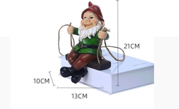 Garden Gnome Hanging Statue - Handpainted Resin Fun Outdoor Decor, Perfect for Patios, Gardens, Porches, or Lawns Great Christmas Tree Decor Halloween New Year