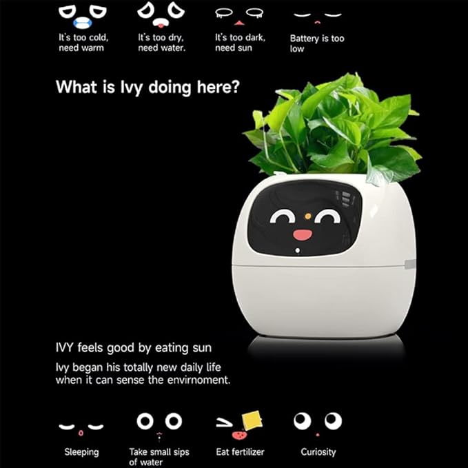 Smart Flowerpots,Smart Pet Planter,Ai Planter,Intelligent Flowerpots,Multiple Expressions,7 Smart Sensors, And Ai Chips Make Raising Plants Easy And Fun For Living Room,Desk,Plant-free (Purple)