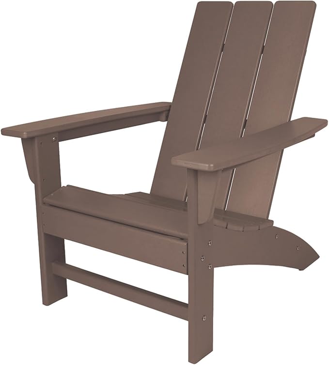 NewTechWood Flat Top Adirondack Patio Chair Weather Resistant, Easy Installation, Widely Used in Outdoor, Fire Pit, Deck, Lawn, Outside, Garden Chairs (Teak)