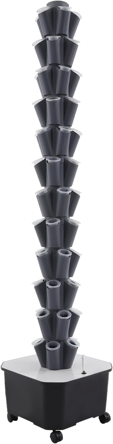 Hydroponic Growing System, 60-Plant Vegetable Planter Tower with Wheels, Outdoor Indoor Garden Vertical Planter Germination Kit with Water Pump & Intelligent Water Circulation for Gardening Lover