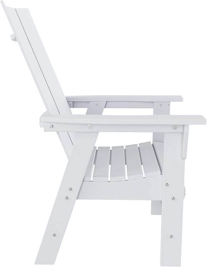 WestinTrends Ashore Outdoor Patio HDPE Plastic Modern Adirondack Dining Chair White
