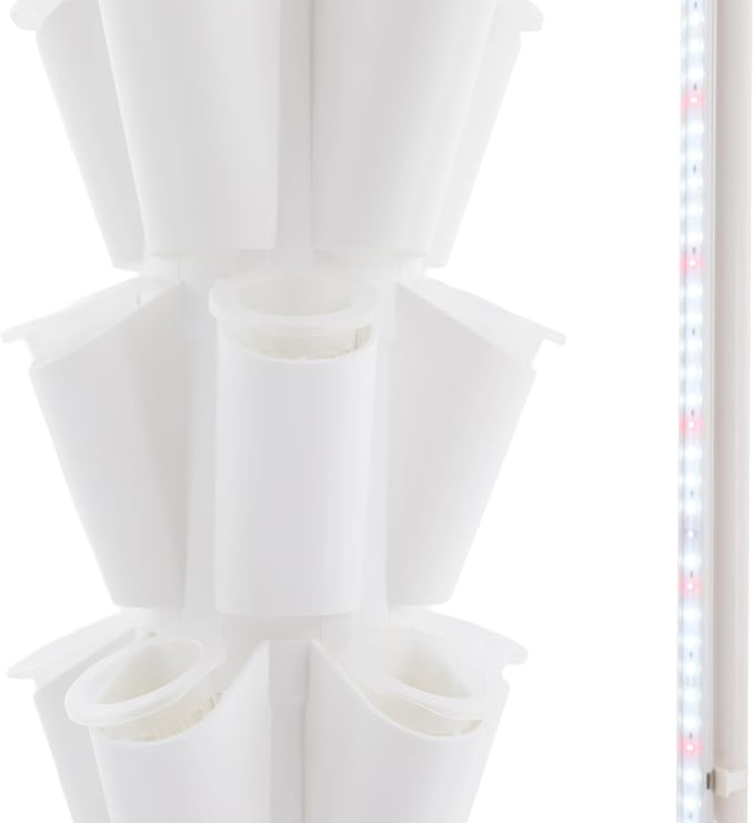 70-Pod Hydroponic Growing System with 8 Full-Spectrum LED Grow Lights, 14-Tier Vertical Indoor Garden Tower Mobile Self-Watering Planter for Herbs, Vegetables (White)