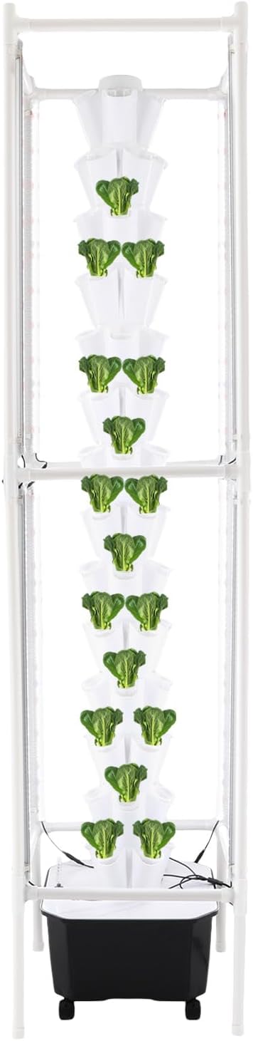 Hydroponic Growing System, 70-Plant Vegetable Planter Tower with Lights and Wheels, Outdoor Indoor Garden Vertical Planter Germination Kit with Water Pump & Intelligent Water Circulation