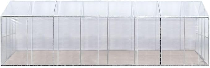 8x26ft Commercial-Style Greenhouse with Solid Galvanized Steel Frame High-Strength PVC Cover Rolled-up Side Windows Enhanced Ventilation