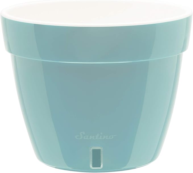 DECOPOTS - 3 Pack - Self Watering Planter - Modern Flower Pot with Water Level Indicator - 7.1" Tall - for All House Plants, Flowers, Herbs (Diameter 9.2", Menthol - White)