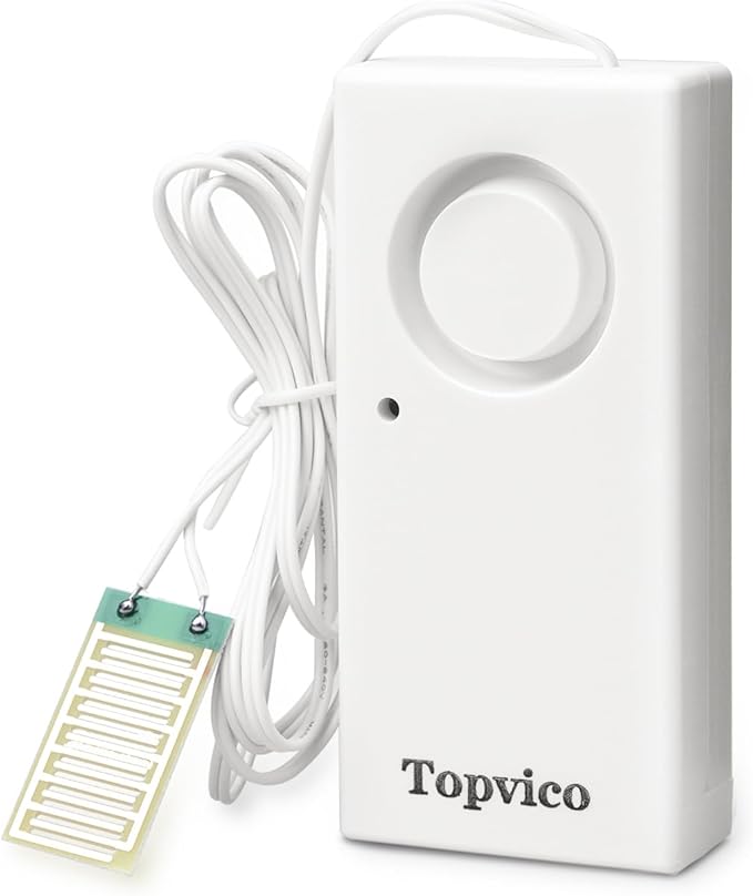 Topvico Water Sensor Alarm for Home, Sump Pump, Basements, RV Water Heater Leak Detector, Overflow Moisture Flood Sensor, 120dB Work Alone Battery Operated, 1 Pack