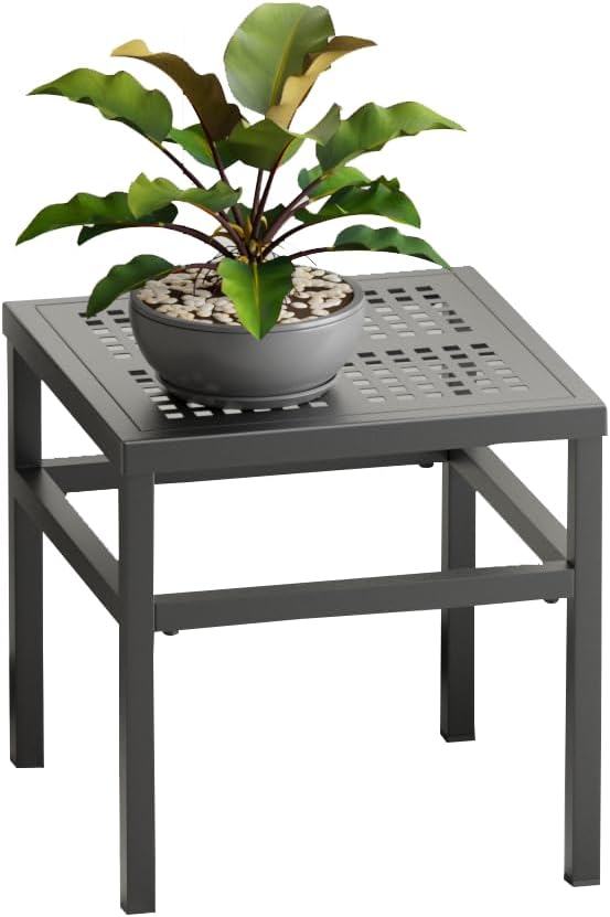 DHYGOTFUR Plant Stand - Indoor/Outdoor Extra-Sturdy Aluminum Plant Stand – Ideal for Patios, Gardens, Living Room Decoration (Black)