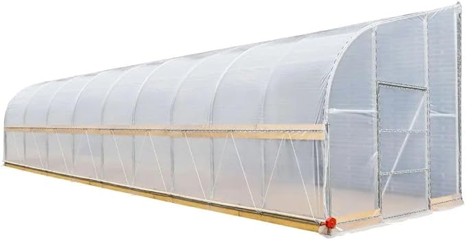 10x40ft Detachable Lean-to Greenhouse 6mil Pure EVA Transparency Cover Anti-Rust Galvanized Steel Frame Easy-Lift Crank Side 6ft Sidewall Full-Spectrum Sunlight Diffusion