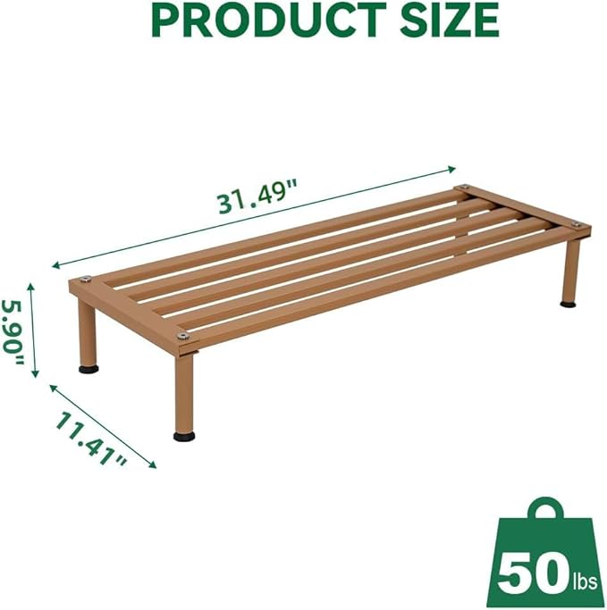 MultirackX Metal Plant Stand, Rust-proof Aluminum Display Rack, Plants Display Stands Decoration Racks for Living Room Garden Balcony Patio (Wood Color, 31.5Inch Low Leg)