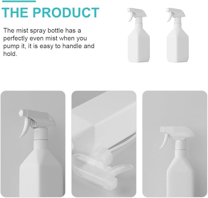 2Pcs Thickened Indoor Square Spray Bottles Refillable Watering Containers for Hair Humidification and Home Gardening with Fine Mist and Leak-resistant Design