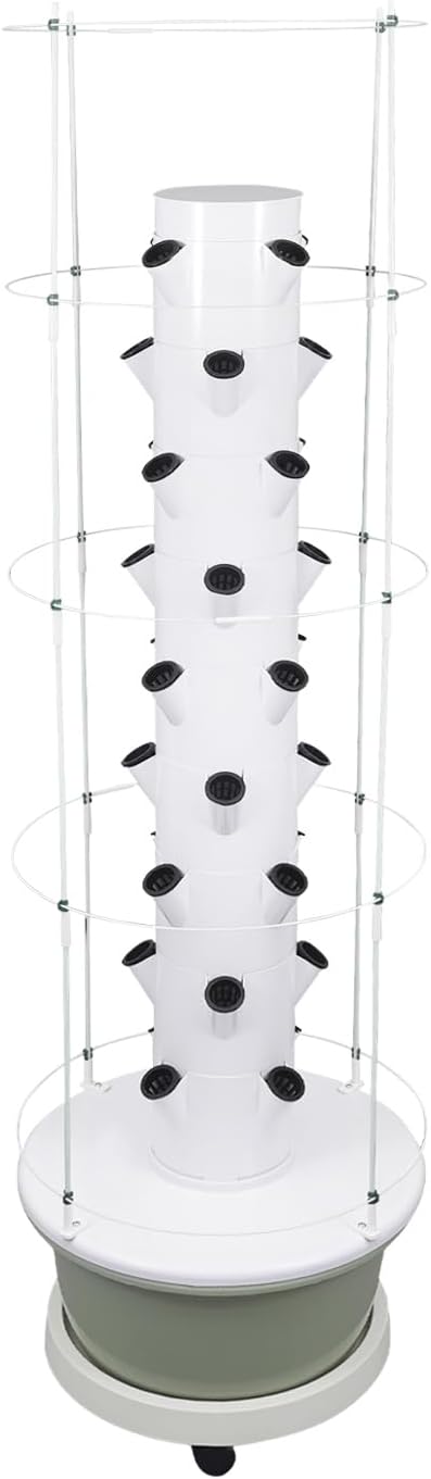 Hydroponic Growing System Kit, 36 Plant Sites Hydroponic Tower with Climbing Trellis, Water Pump, and Timer, Indoor & Outdoor Vertical Hydroponic Growing Garden for Leafy Greens & Herbs
