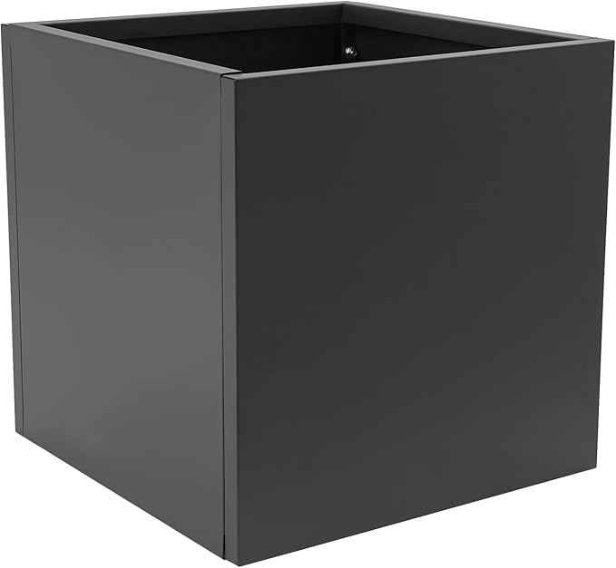 LOYALHEARTDY Steel Planter Box, 24" x 24" x 24" Square Planter Metal Box Tall Planters Heavy Duty Plant Boxes for Indoor Outdoor Tall Plants, Flowers or Shrubs (Black, 24" x 24" x 24")