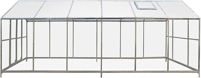 Expanded 8 x 20 Grow House with 4mm UV-Resistant Twin-Wall Polycarbonate Roof Transparent Hard Walls Galvanized Metal Frame Ground StabilizationBars