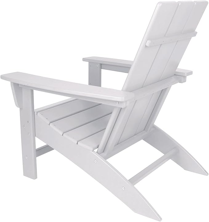 NewTechWood Flat Top Adirondack Patio Chair Weather Resistant, Easy Installation, Widely Used in Outdoor, Fire Pit, Deck, Lawn, Outside, Garden Chairs (Ivory)
