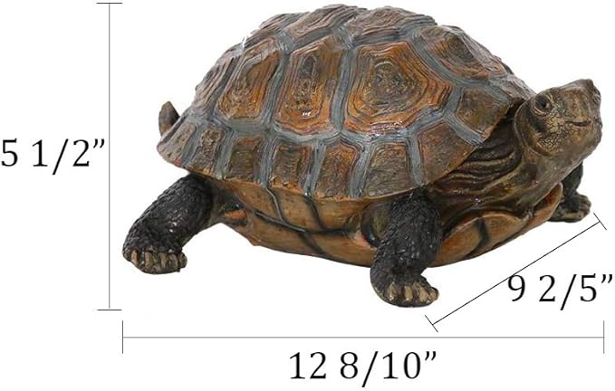 Danmu Realistic Tortoise Garden Statue, Lifelike Resin Tortoise Outdoor Decor for Yard Patio, Weather-Resistant Lawn Art Sculpture (L 12 9/10" x 9 2/5" x 5 1/2") 1 Pack