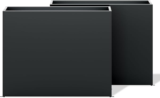 LAHAAP Set of 2 Outdoor Planters 38"W x 10.2"D x 30"H- Tall Rectangular Planters for Outdoor Patio/Porch, All-Weather with Anti-dumping Kit, Durable Galvanized Steel, Modern Design for Plants, Flower
