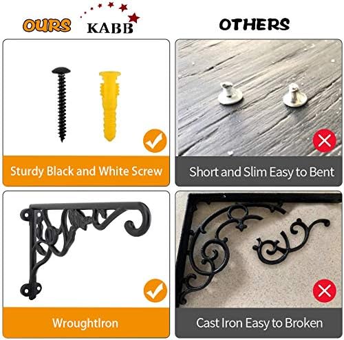 KABB Heavy Duty Hanging Plant Brackets, 2pcs 13" Hand Forged Iron Wall Mount Bracket Durable Rust-Resistant Plant Hanger Hook for Hanging Plants Bird Feeder Wind Chimes Lantern