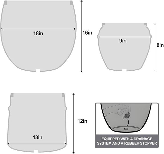 ShangDemonMaster Craft flowerpots 18"+13"+9" Dia Round Concrete Planter Set of 3 Large Outdoor/Indoor Planter Pots Containers with Drainage Holes and Rubber Plug for Home Garden (White, Large)