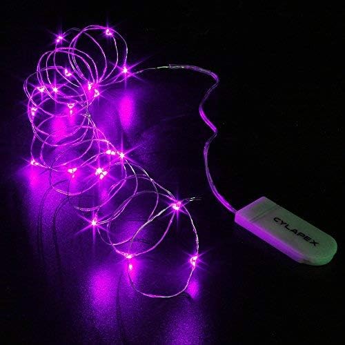 CYLAPEX 6 Pack Purple Fairy Lights String Battery Operated Fairy Lights Firefly Lights LED Starry String Lights 7ft 20 LEDs Silvery Copper Wire for Christmas DIY Decoration Costume Wedding Party
