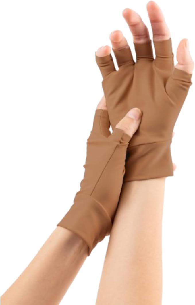 Light Skin Tone Fingerless Gloves – Made in USA – Conceal Bruises & Protect Thinning Skin