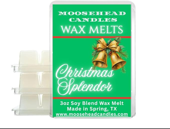 Moosehead candles Christmas Splendor Wax Melts – Spiced Apple, Cinnamon, Clove & Nutmeg • Holiday Home Fragrance • Long-Lasting Scented Wax Melts • 4 Pack