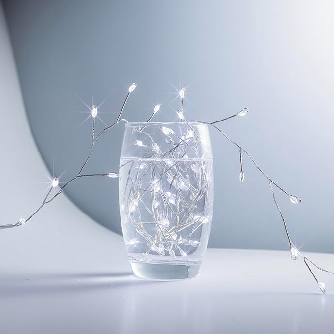 Fairy Lights Plug in, 20 Feet 200LED Cool White Silver Wire Firecracker Firefly Lights with Remote, Waterproof Copper Wire Lights for Bedroom Wreath Window Wedding Christmas Tree Decoration
