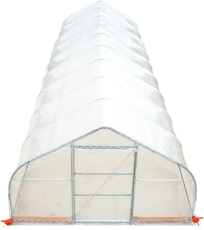 12x40ft Premium Tunnel Greenhouse 6mil Strong EVA Film Galvanized Rustproof Frame Crank-Activated Roll Up Sides Angled Peak Roof