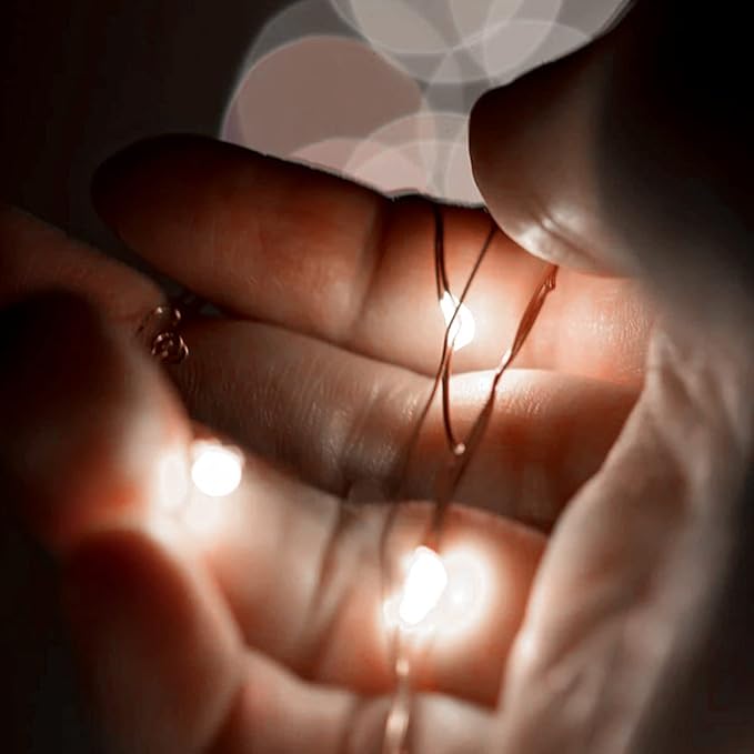 Luna gift Pack 2 Indoor Mini Starry String Lights, Battery-Operated Fairy Lights with Timer for Christmas Party Bedroom Decoration,50Count LEDs,18FT Silver Wire (Cold White)