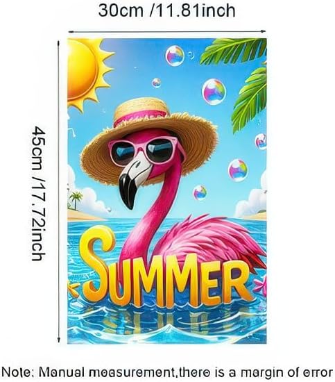 Hello Summer Flamingo Welcome Garden Flag 12 x 18 Inch Double Sided Ocean Beach Tropical Plant Farmhouse Small Yard Flag Summer Seasonal Holiday Outdoor Outside Decoration
