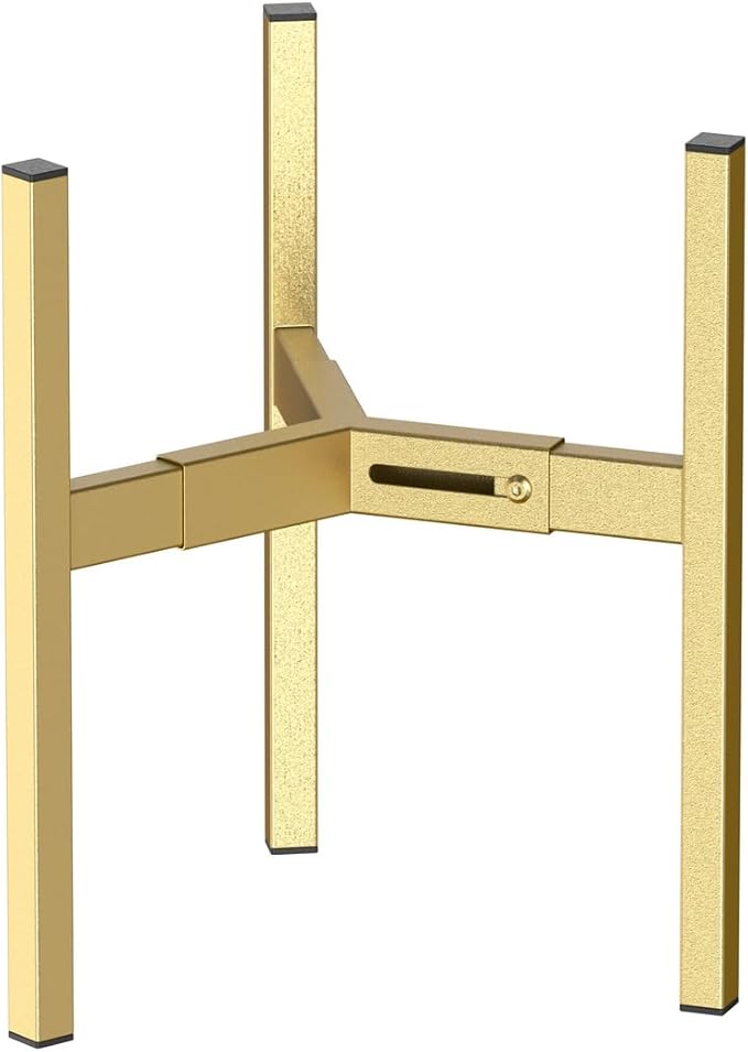 BSTMAI Metal Plant Stand, Adjustable Size Fits 10 12 13 14 15 16 Inches Large Planter Pot,Mid Century Expandable Plant Holder Indoor Outdoor Corner (HeavyGold-III, Fits all pots between 8" and 16")
