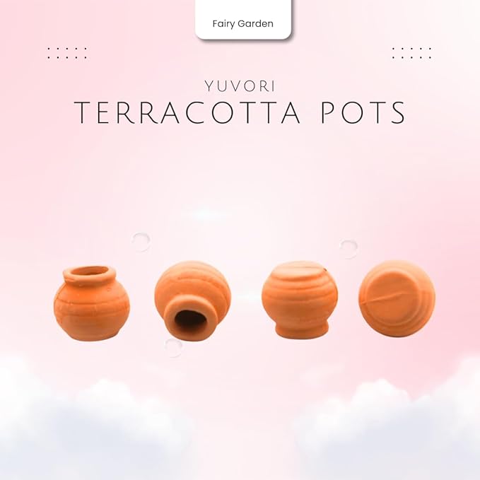 Yuvori Mini Terracotta Pots – Small Clay Flower Pots for Succulents, Cactus, DIY Crafts, Fairy Garden, School Projects, Mini Planters – Set of 20 (Belly (No Drain Hole), 0.5 Inch)