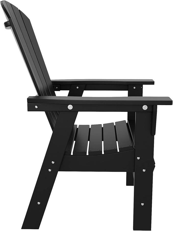 WestinTrends Dylan Dylan Outdoor Patio Shell-Back Adirondack Dining Chair Weather Resistant Black