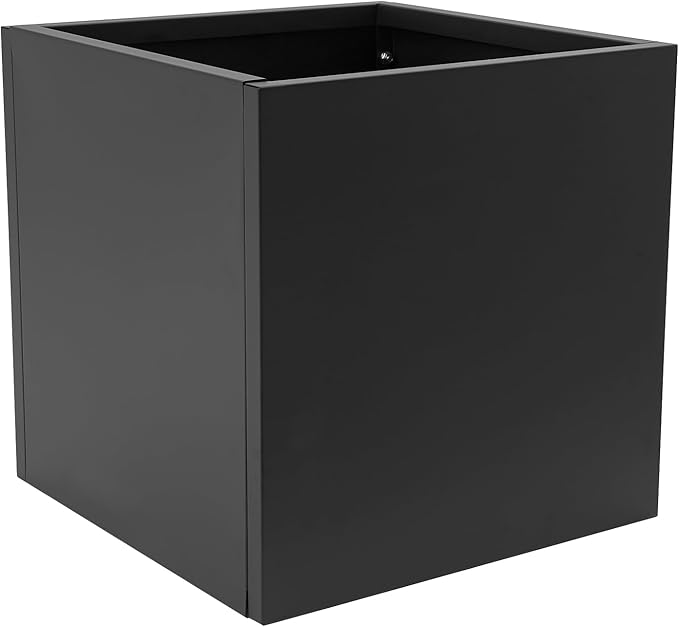 DYNAMI Square Planter Box,20x20x20in Steel Metal Planters Large Cube Plant Pot for Outdoors,Modern Heavy Duty Flower Pot for Patio, Deck, Yard, Garden (Black, 20in)