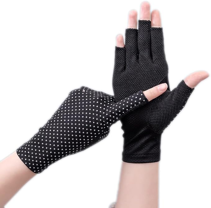 INOGIH Women Sunblock-Fingerless Gloves UV-Sun-Protection Driving Non-Slip Outdoor Gloves for Women Girls