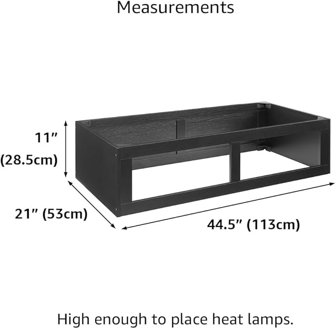 unipaws Reptile Enclosure Stacker, Black Reptile Tank Stand for 110 Gallon Terrariums, Stackable Base with Heat Lamp Openings and Metal Reinforced Corners