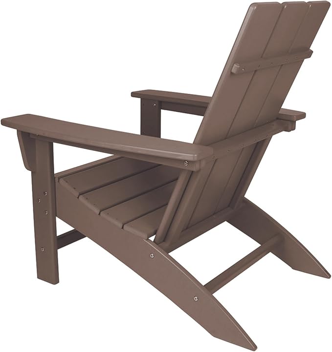 NewTechWood Flat Top Adirondack Patio Chair Weather Resistant, Easy Installation, Widely Used in Outdoor, Fire Pit, Deck, Lawn, Outside, Garden Chairs (Teak)