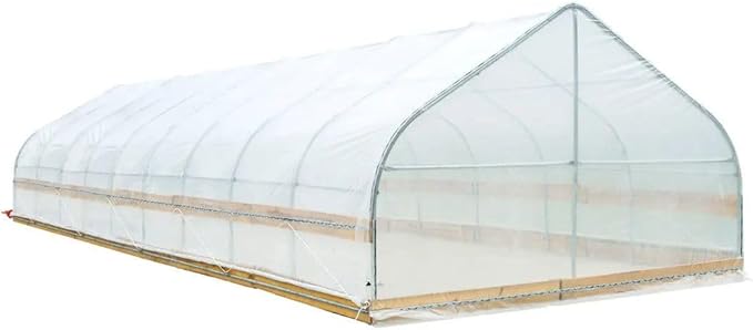 12x40ft Premium Tunnel Greenhouse 6mil Strong EVA Film Galvanized Rustproof Frame Crank-Activated Roll Up Sides Angled Peak Roof
