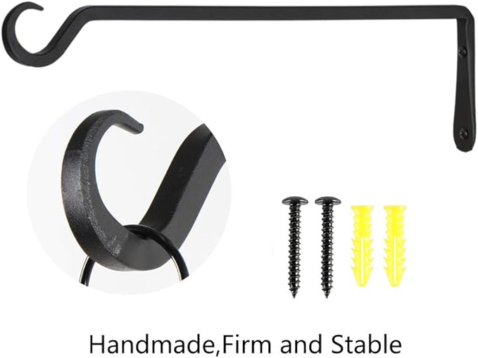 YELOKIE 16inch 2 Pack Plant Hanger, Sturdy Hanging Plant Hangers Outdoor, Bird Feeder Hanger for Bird, Plant Hangers for Planters, Lanterns, Wind Chimes Indoor Outdoor, Upgrade Black