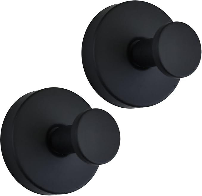 Suction Cup Hooks for Shower Heavy Duty Wreath Hangers for Front Door Waterproof Shower Hooks for Inside, No Drill Adhesive Towel Hooks for Bathroom, Kitchen, Glass Doors, Windows(2, Matte Black)