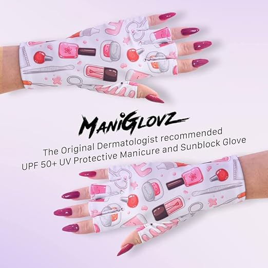 ManiGlovz - The ORIGINAL UPF 50+ UV Light Protective Nail Gloves | Gel Manicure and Anti UV Fingerless Gloves for Women | Can be Used as Sun Protection Gloves for Driving | Vitamin Sea
