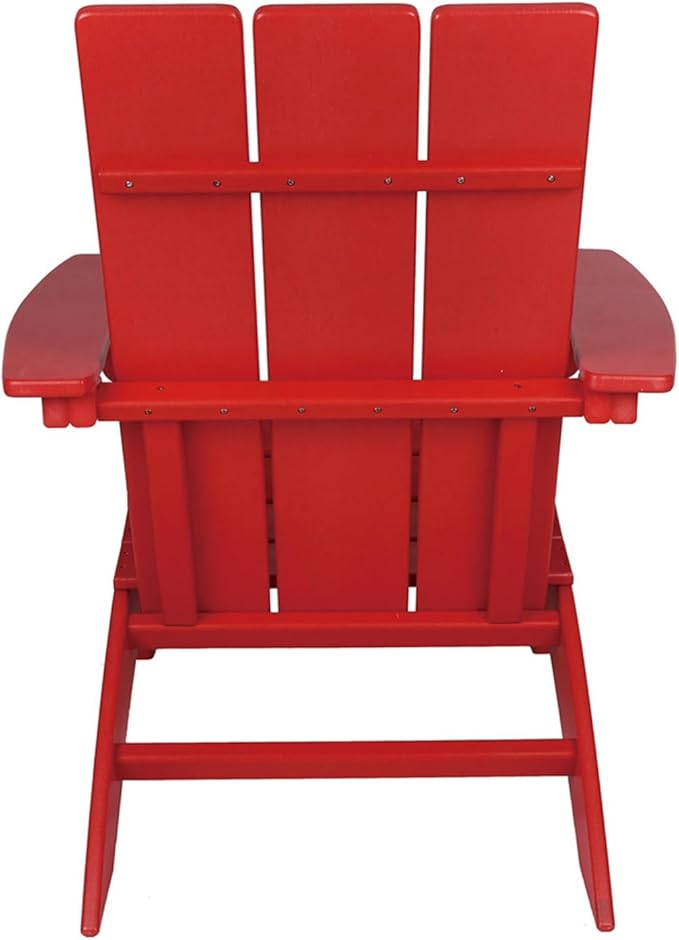 NewTechWood Flat Top Adirondack Patio Chair Weather Resistant, Easy Installation, Widely Used in Outdoor, Fire Pit, Deck, Lawn, Outside, Garden Chairs (Ruby Red)