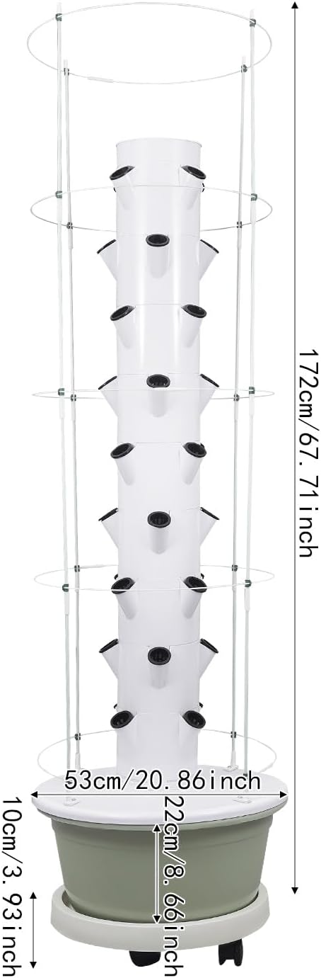Hydroponic Growing System, 36-Plant Vegetable Planter Tower with Climbing Frame, Outdoor Indoor Garden Vertical Planter Germination Kit with Water Pump, Intelligent Water Circulation & Loop Timer