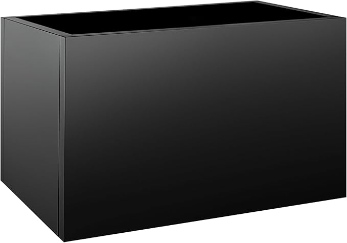 Meyoppm Metal Planter Box 40"x16"x24", Rectangular Steel Planter Box Frost Proof Rust Resistant Indoor&Outdoor, Heavy Duty Steel Planters for Commercial and Residential Use, Black