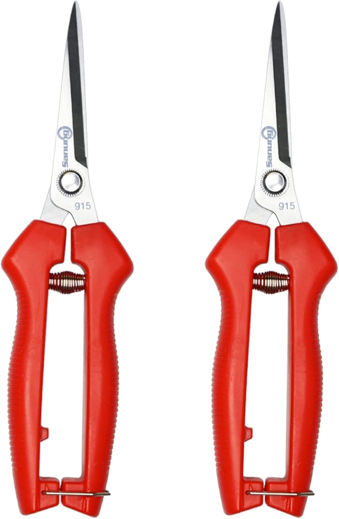 Sanung 2 PACK Pruning Shears,Straight Stainless Steel Pruning Shears Hand Pruner Garden Trimmer Scissors Clippers with PVC Handle Safety Lock Pruning Shears for Gardening Tree Trimming