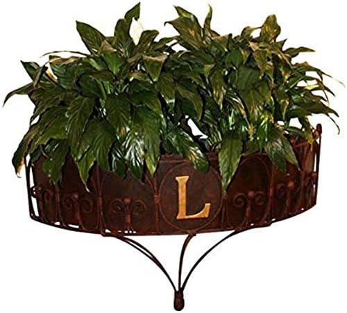 MY SWANKY HOME Monogrammed Scroll Wall Mounted Planter Outdoor Personalized Initial Gold Brown