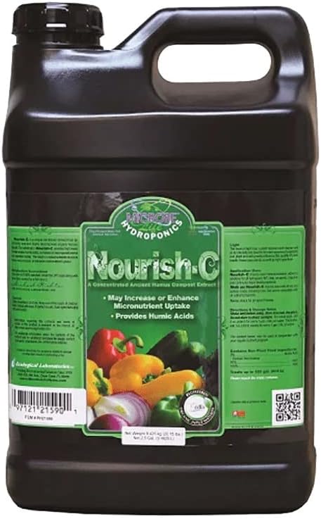 Microbe Life Hydroponics Nourish-C Verified Organic Fertilizer to Enhance Plant Nutrient Absorption for Fruits & Vegetables, Use with Any Feeding Systems Including Hydroponics or Soil, 2.5 Gallons
