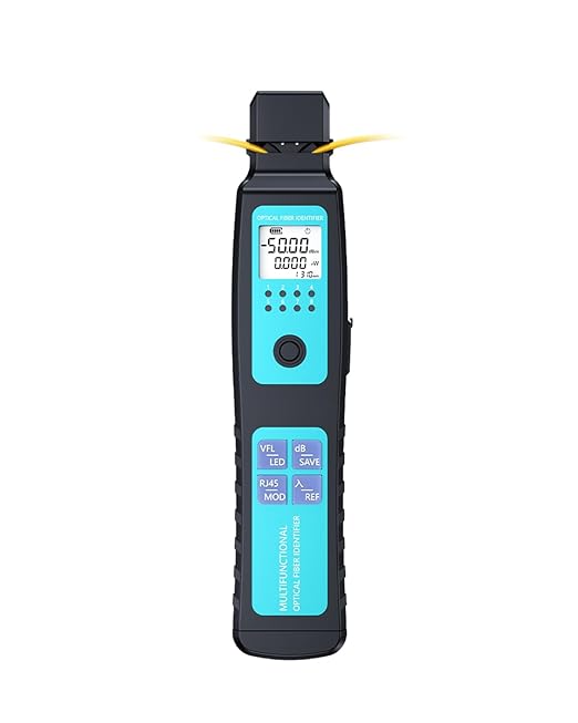 Buacoz Fiber Optic Identifier with Optical Power Meter Red Light Source, 5-in-1 All-in-One Tester for Single-Mode Multi-Mode, Fiber Direction Detector with Clamp, Battery-Powered -50-26dBm
